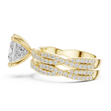Gold Ring DDLR-300, Princess center stone, Yellow Gold, view 3