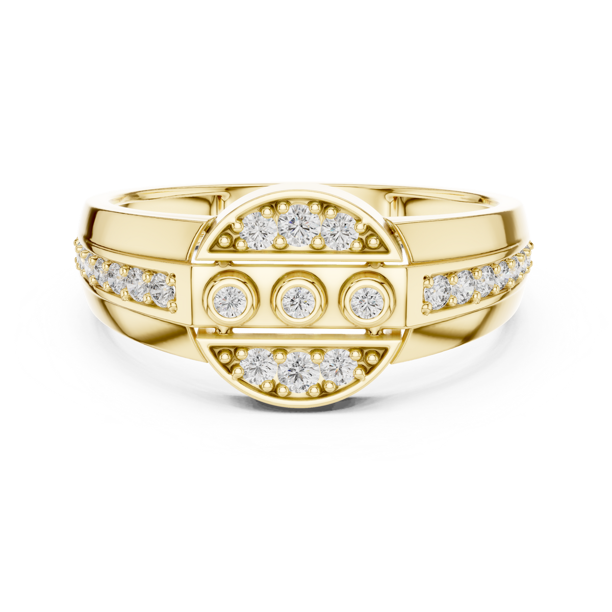 14K Solid Gold Lab Diamond Cluster Ring, Yellow Gold