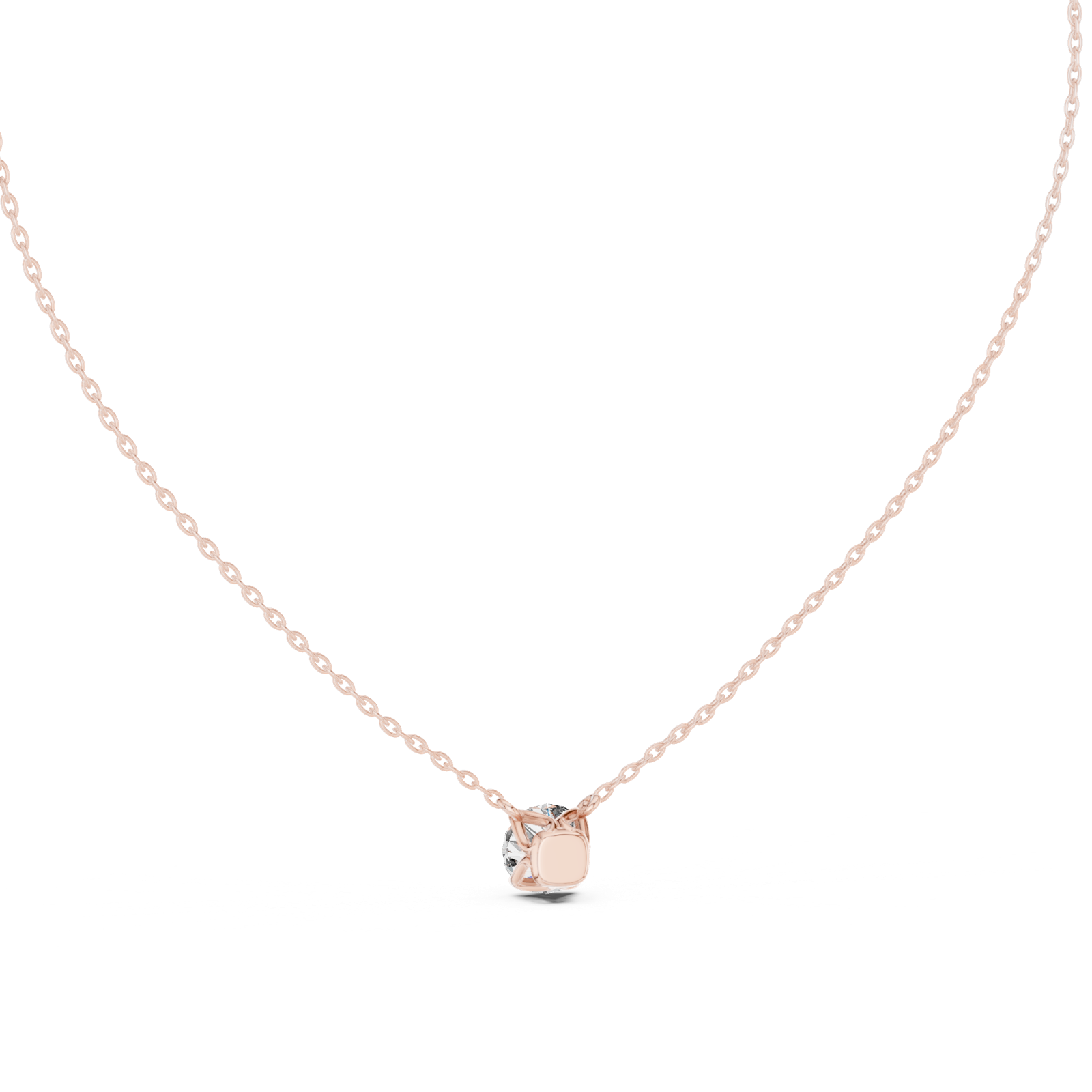 14K Solid Gold Lab Diamond Solitaire Pendant Necklace, Rose Gold, view 4