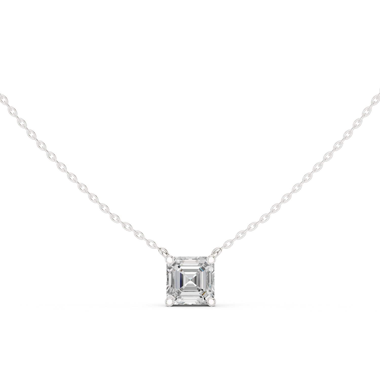 Gold Jewelry, Asscher center stone, White Gold