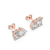14K Solid Gold Lab Diamond Cluster Earrings, Rose Gold, view 2