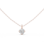 14K Solid Gold Lab Diamond Solitaire Pendant Necklace, Rose Gold