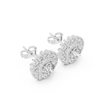 14K Solid Gold Lab Diamond Halo Earrings, White Gold, view 2