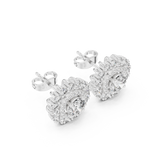14K Solid Gold Lab Diamond Halo Earrings, White Gold, view 2