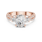 Gold Ring DDLR-281, Oval center stone, Rose Gold, view 4