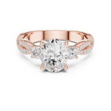 Gold Ring DDLR-281, Oval center stone, Rose Gold, view 4