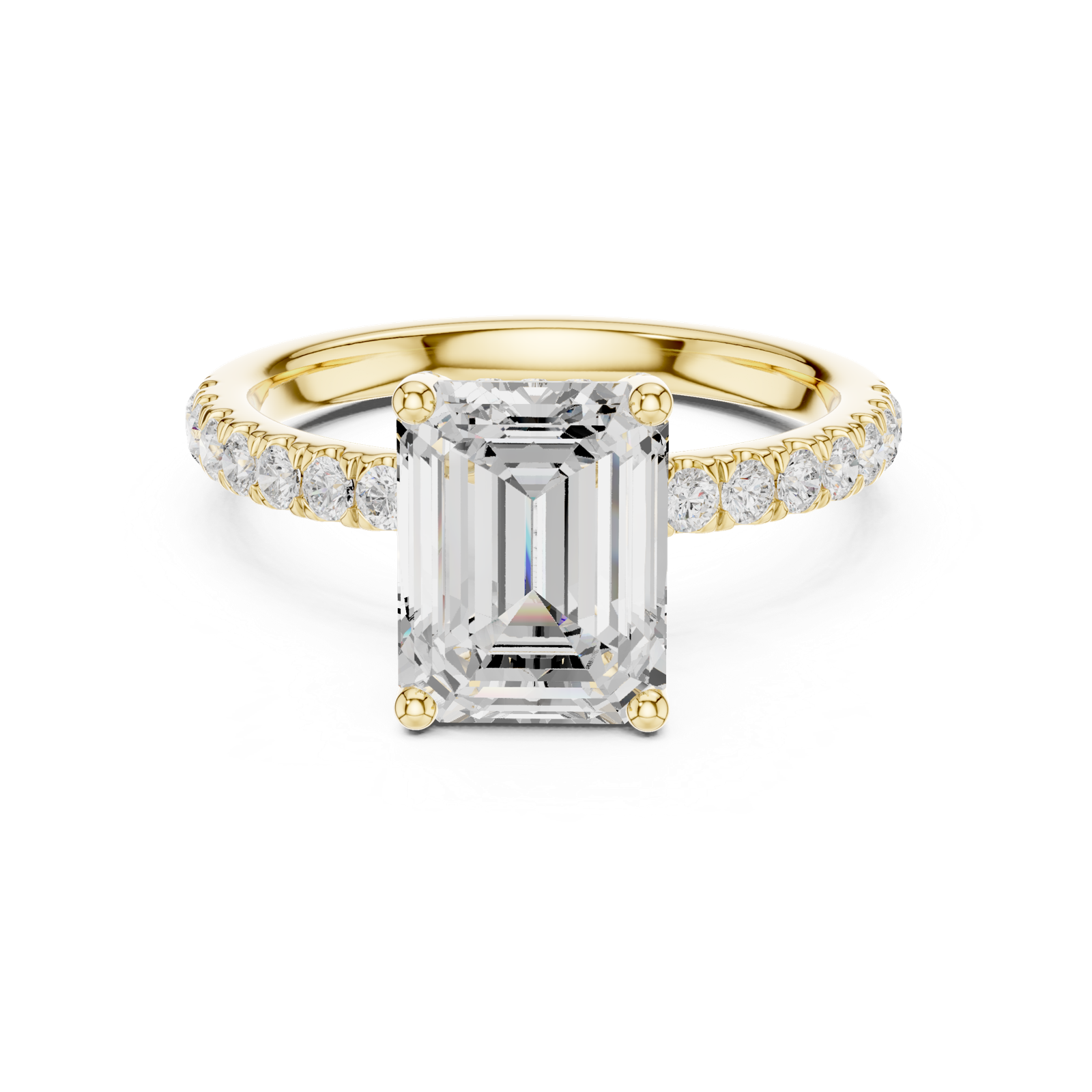 Gold Ring, Emerald center stone, Yellow Gold, view 4