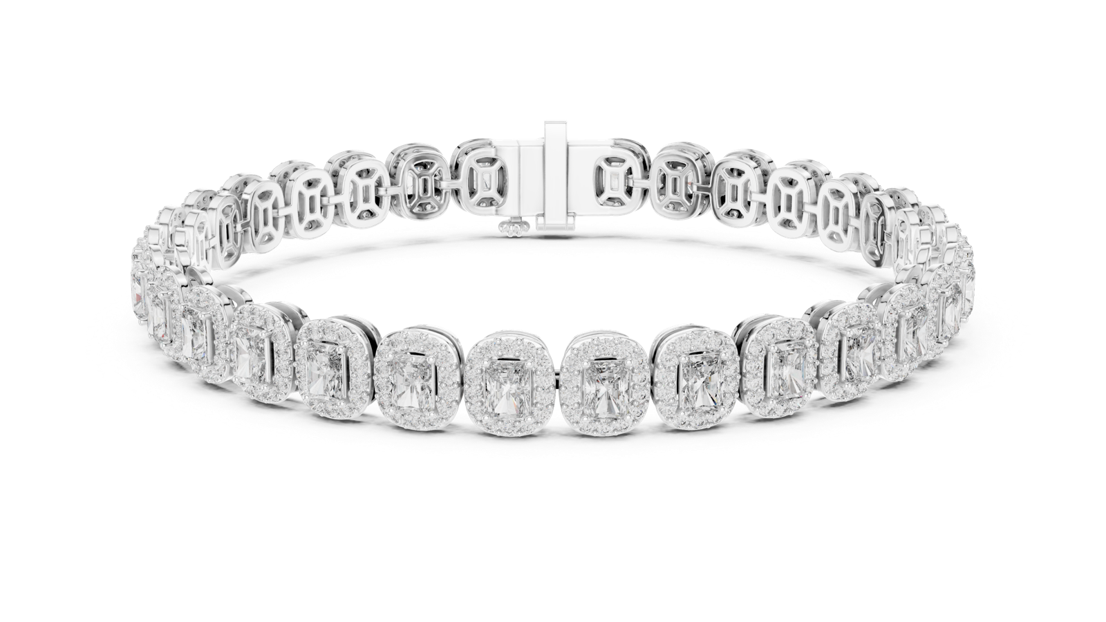 14K Solid Gold Lab Diamond Bracelet, White Gold, view 4