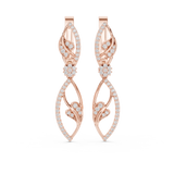 14K Solid Gold Lab Diamond Leaf Drop Earrings, Rose Gold, view 4