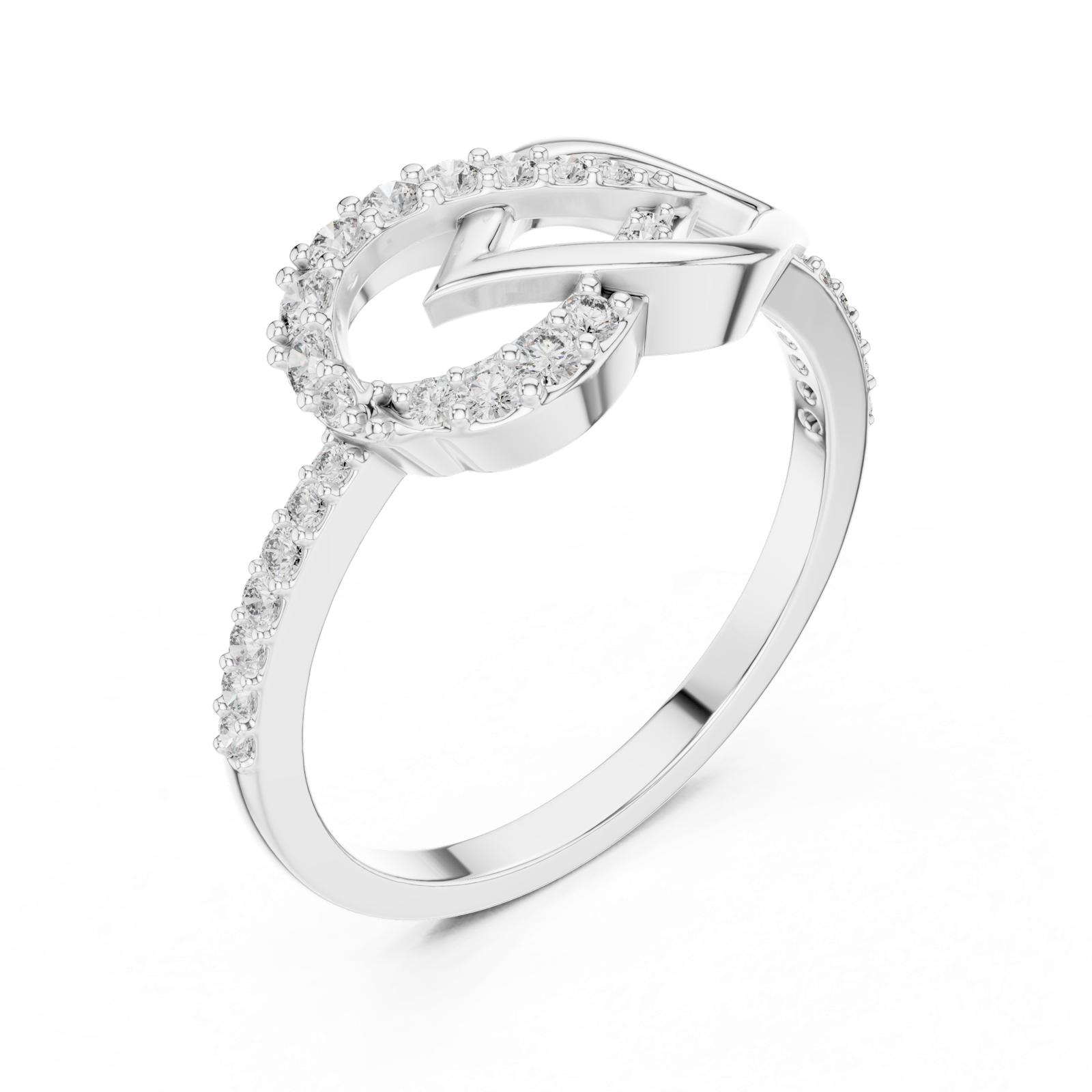 Gold Ring LR-01 (54), White Gold, view 2
