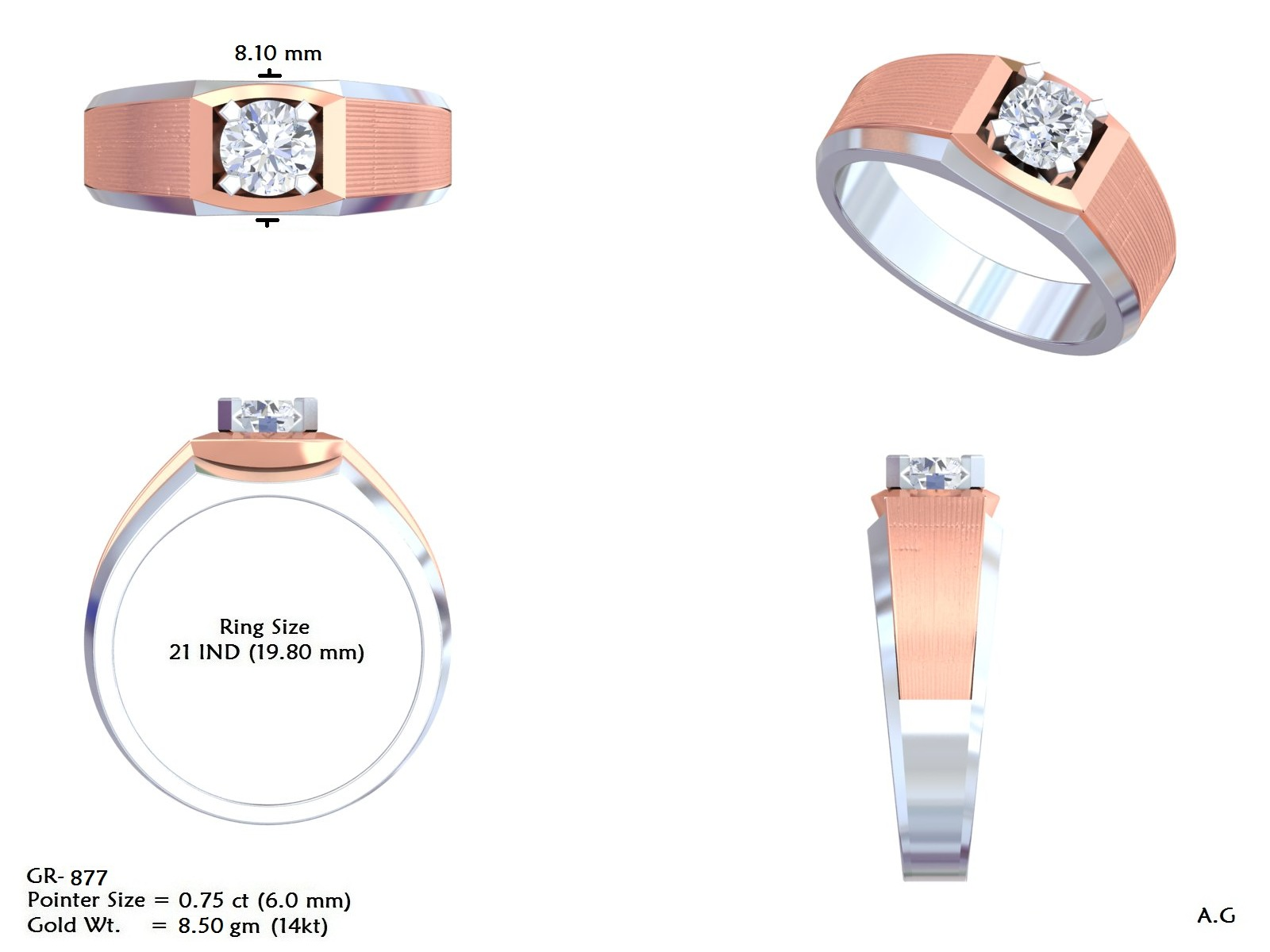 14K Solid Gold Lab Diamond Solitaire Ring, Yellow Gold, view 50