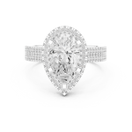 Gold Ring DDLR-341, Pear center stone, White Gold, view 4