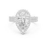 Gold Ring DDLR-341, Pear center stone, White Gold, view 4