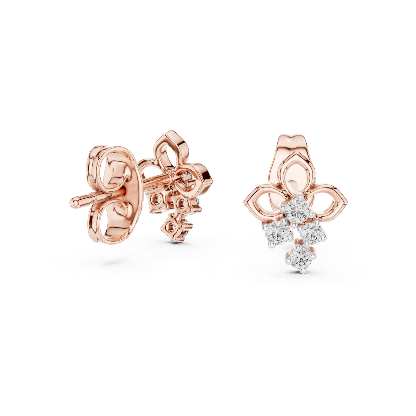 Gold Earrings 12-10017@E, Rose Gold