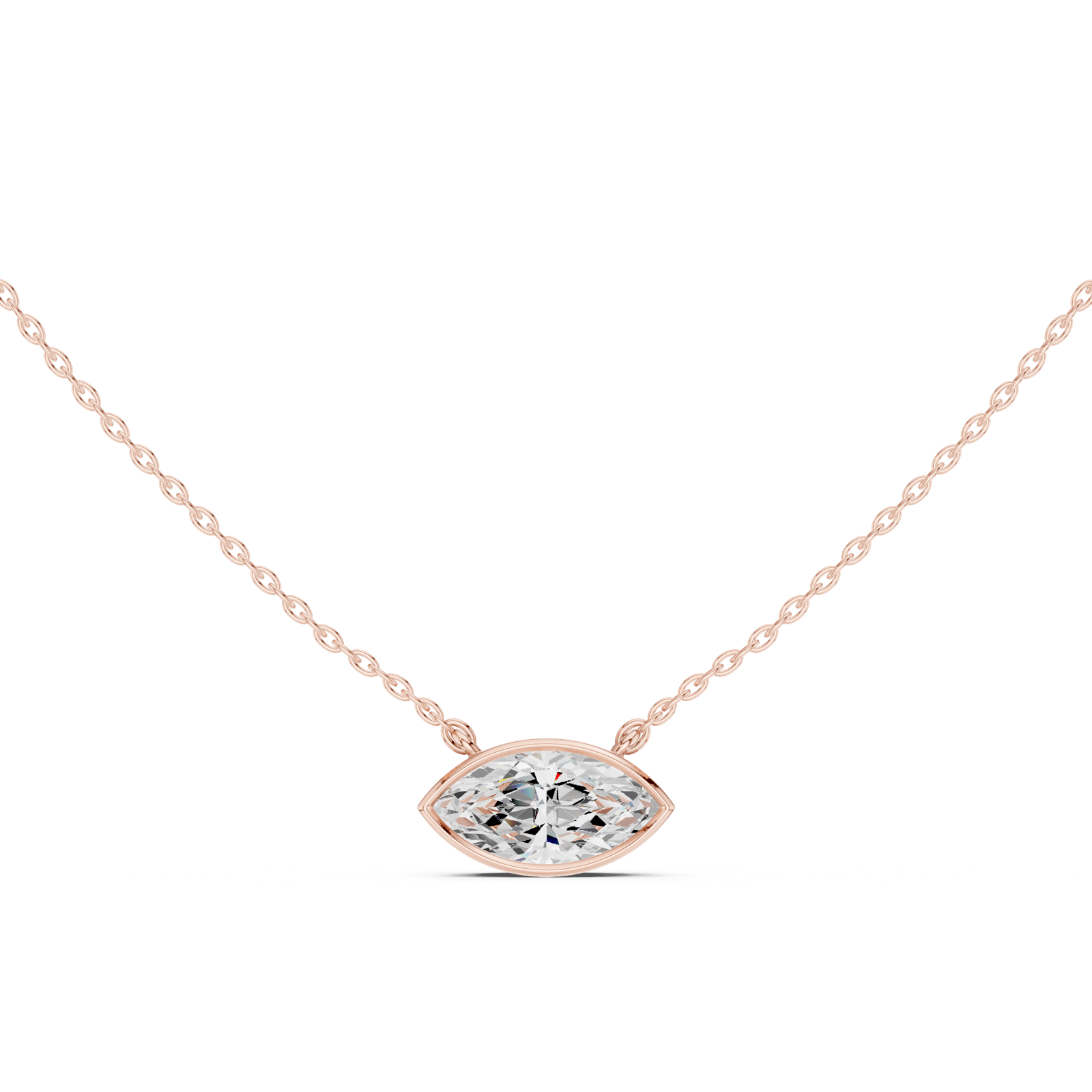 Gold Jewelry DDPO-007, Marquise center stone, Rose Gold, view 4