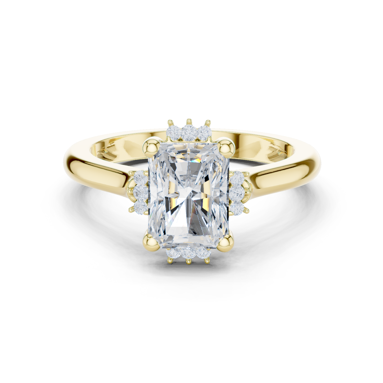 Gold Jewelry L35-123, Radiant center stone, Yellow Gold