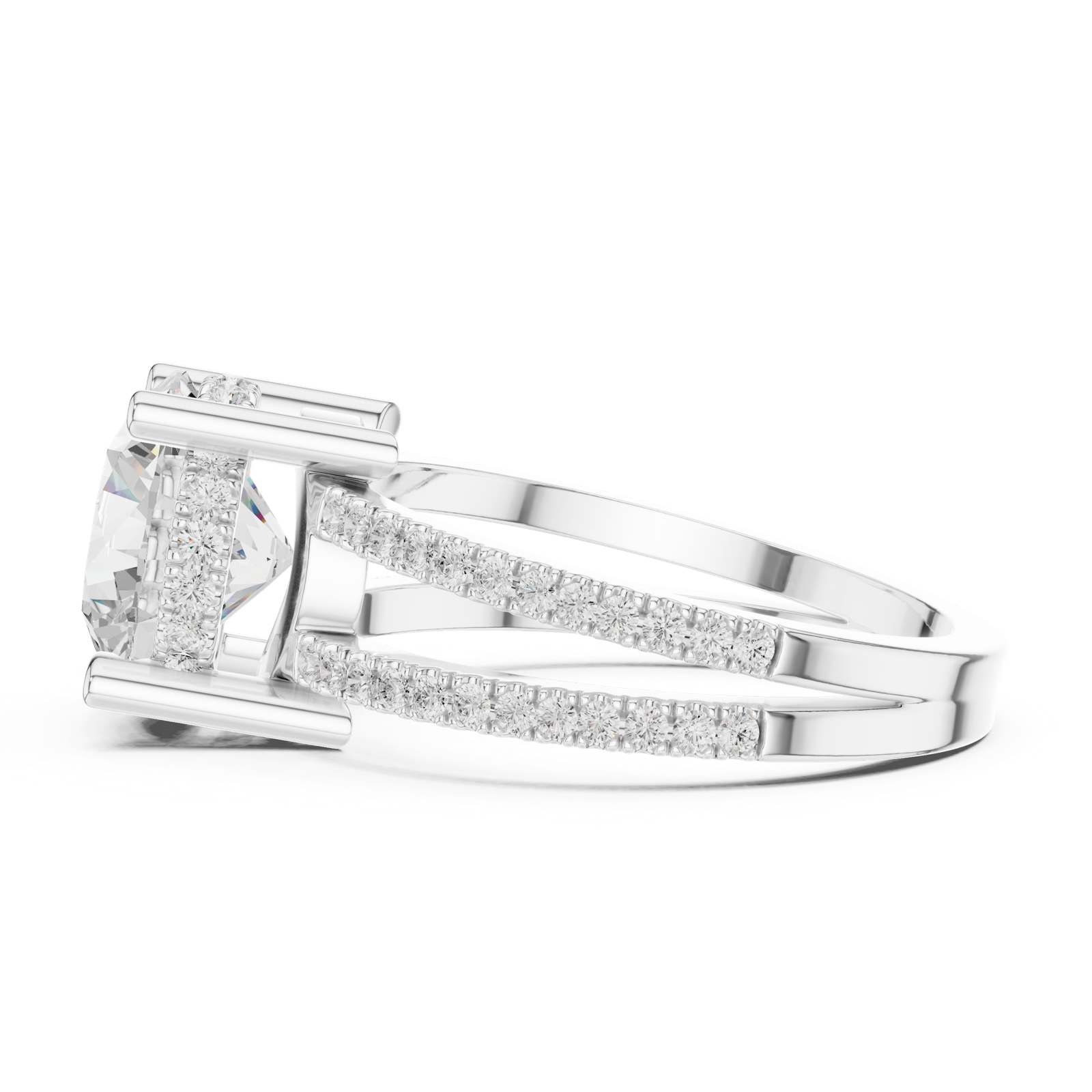 Gold Jewelry L36-13, Round center stone, White Gold, view 3