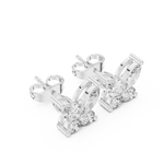 14K Solid Gold Lab Diamond Butterfly Cluster Earrings, White Gold, view 2