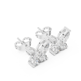 14K Solid Gold Lab Diamond Butterfly Cluster Earrings, White Gold, view 2