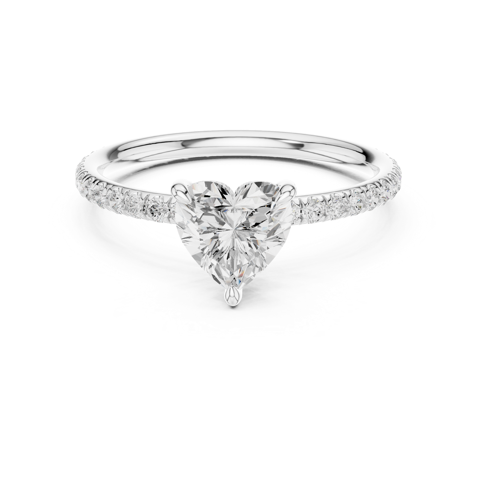 Gold Jewelry L36-15, Heart center stone, White Gold, view 4