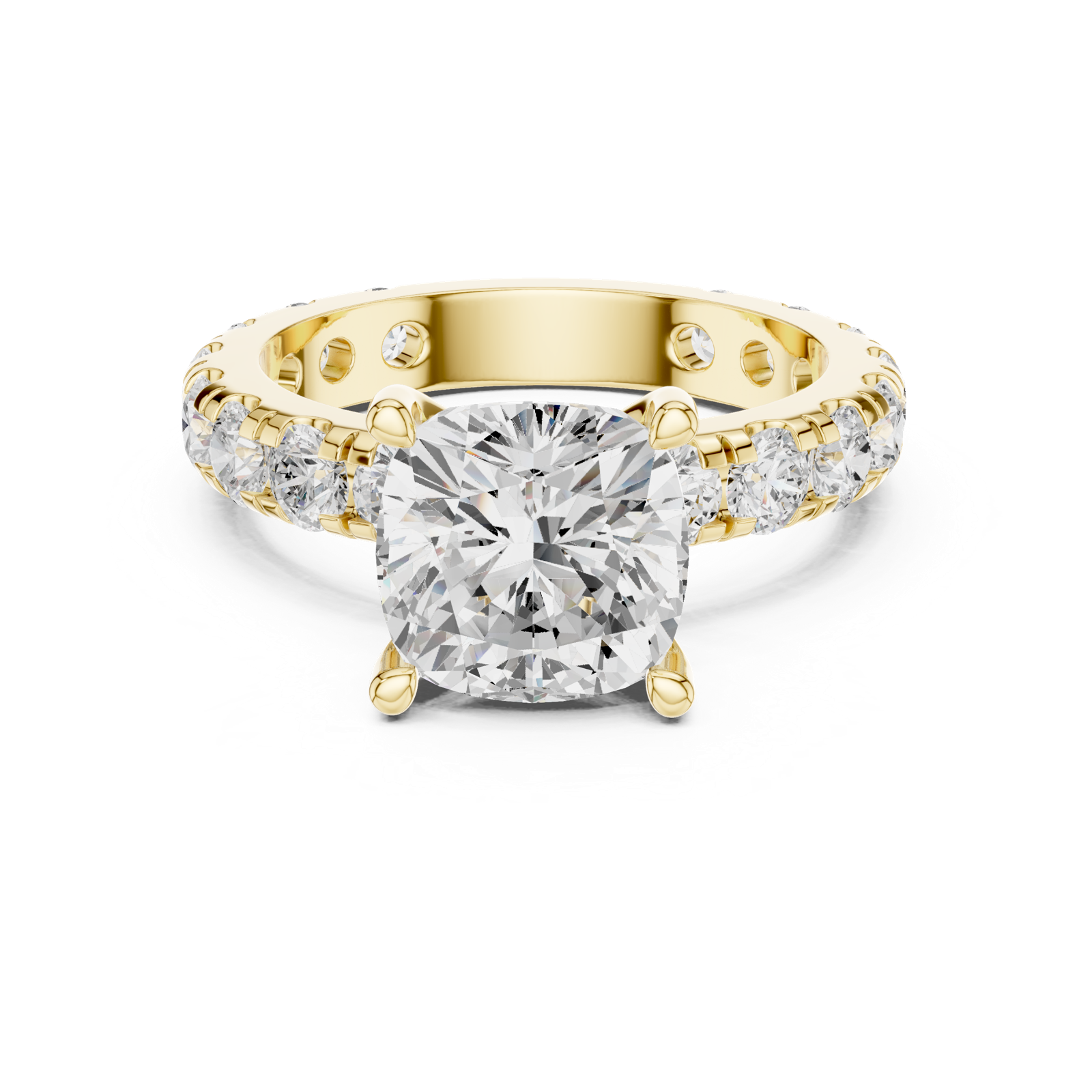 Gold Jewelry, Cushion center stone, Yellow Gold, view 4
