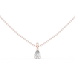 14K Solid Gold Lab Diamond Solitaire Pendant Necklace, Rose Gold