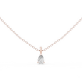 14K Solid Gold Lab Diamond Solitaire Pendant Necklace, Rose Gold