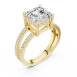 Gold Jewelry, Asscher center stone, Yellow Gold, view 2