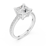 Gold Ring DDLR-039, Princess center stone, White Gold, view 2