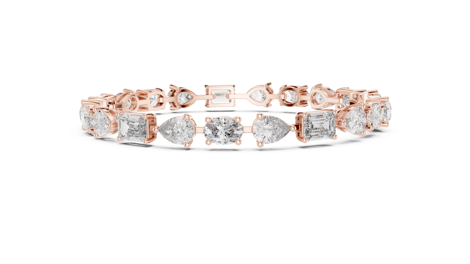 14K Solid Gold Lab Diamond Bracelet, Rose Gold, view 3