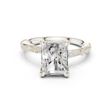 Gold Ring DDLR-167, Radiant center stone, White Gold