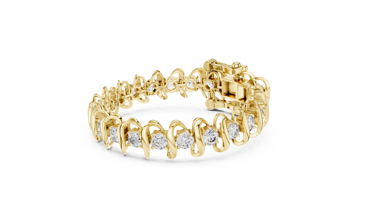 14K Solid Gold Lab Diamond Bracelet, Yellow Gold, view 1