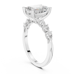 Gold Ring, Emerald center stone, White Gold, view 1