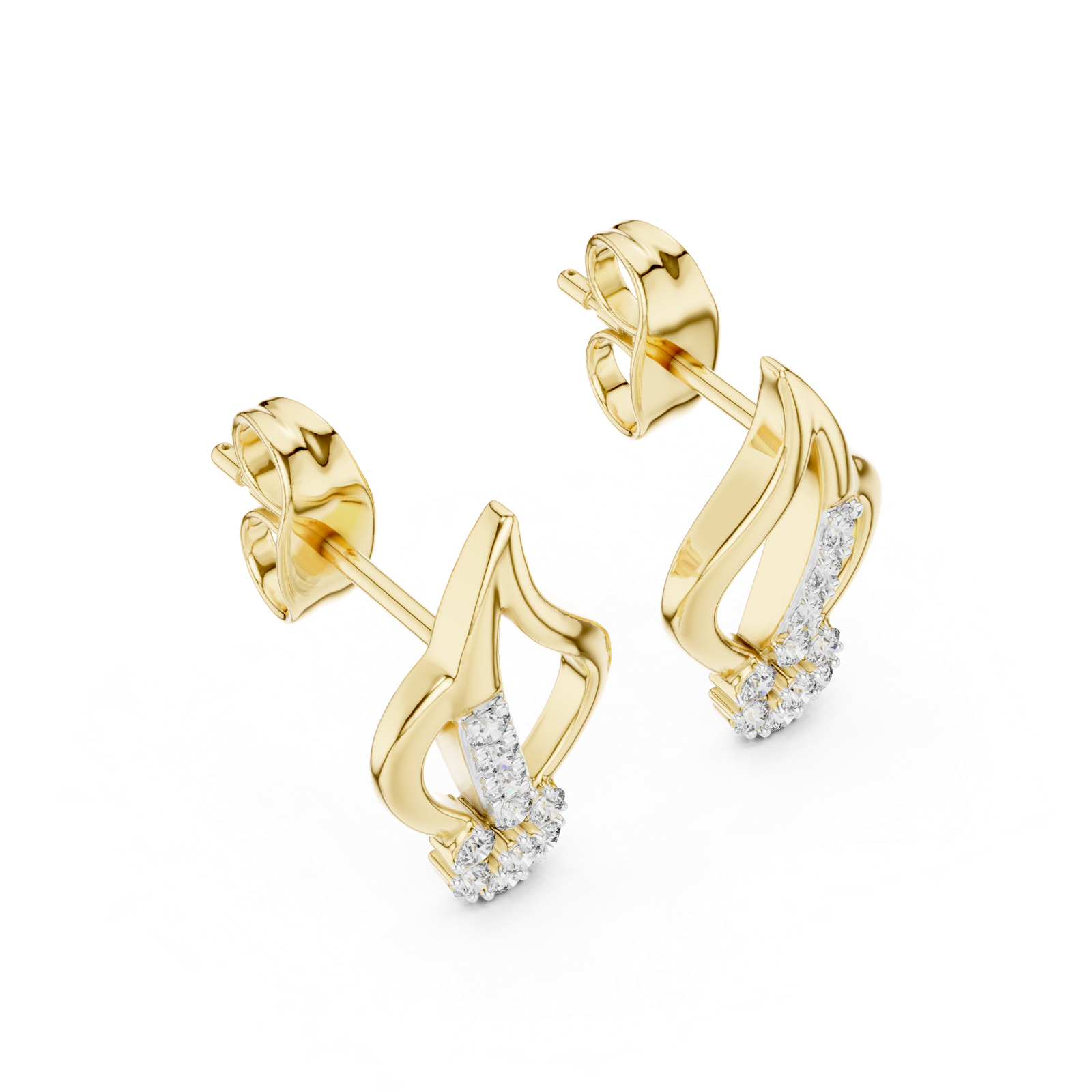 Gold Earrings 12-10014@E, Yellow Gold, view 2