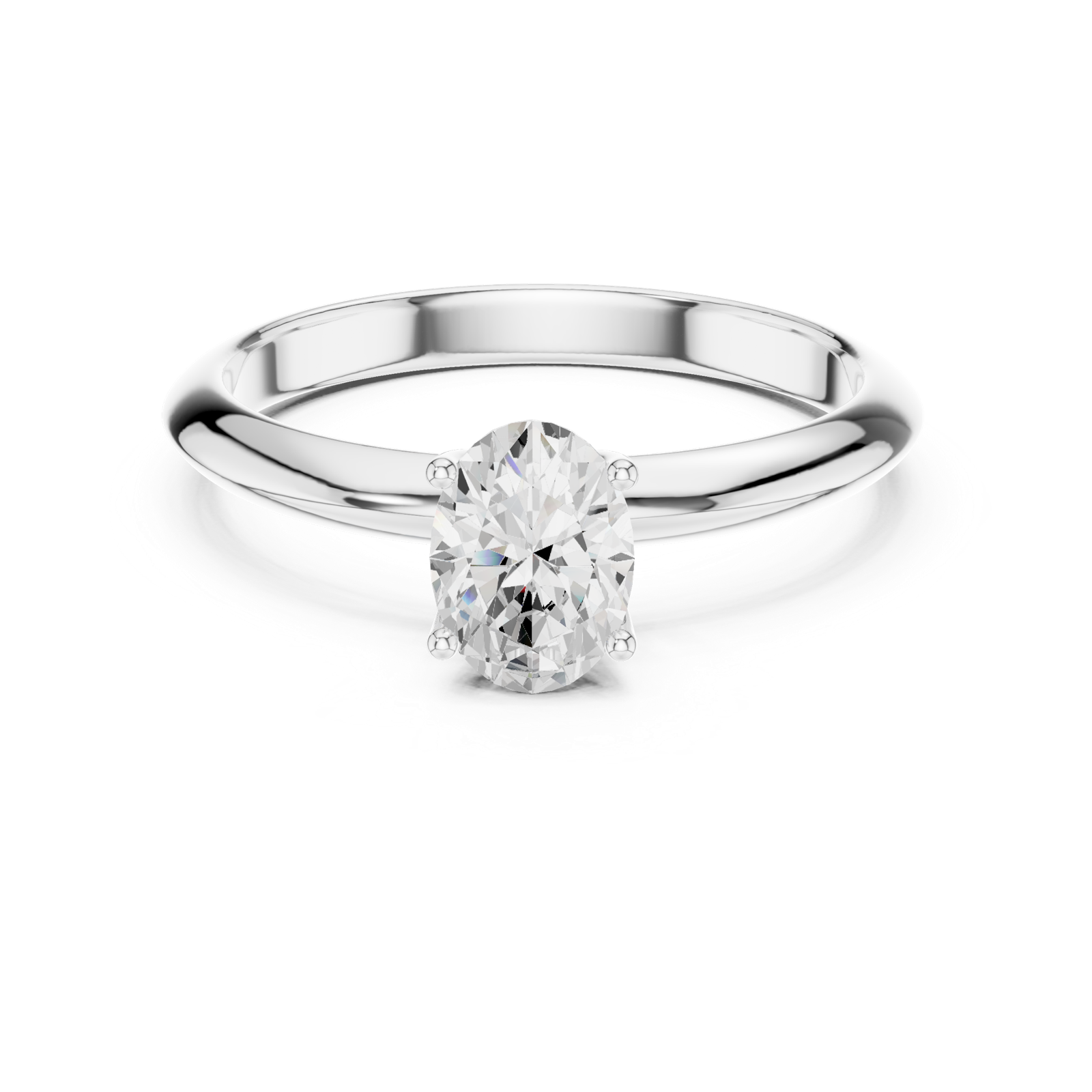 Gold Jewelry L36-6, Oval center stone, White Gold, view 4