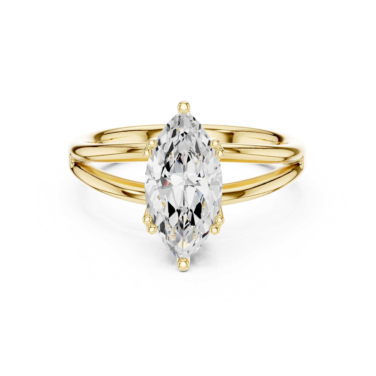 Gold Jewelry L36-7, Marquise center stone, Yellow Gold, view 4