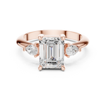 Gold Jewelry, Emerald center stone, Rose Gold, view 4