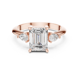 Gold Jewelry, Emerald center stone, Rose Gold, view 4