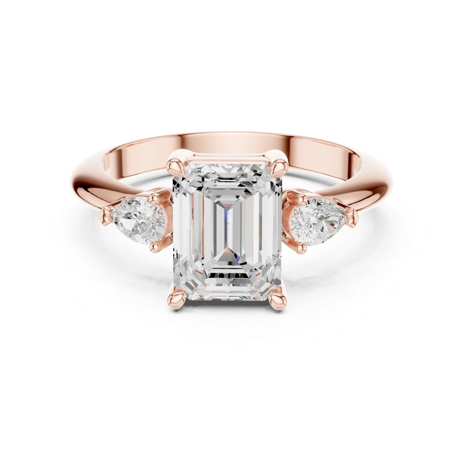 Gold Jewelry, Emerald center stone, Rose Gold, view 4
