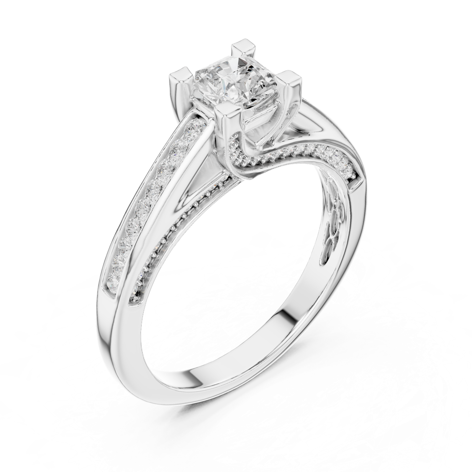 Gold Ring LR-0284, White Gold, view 2
