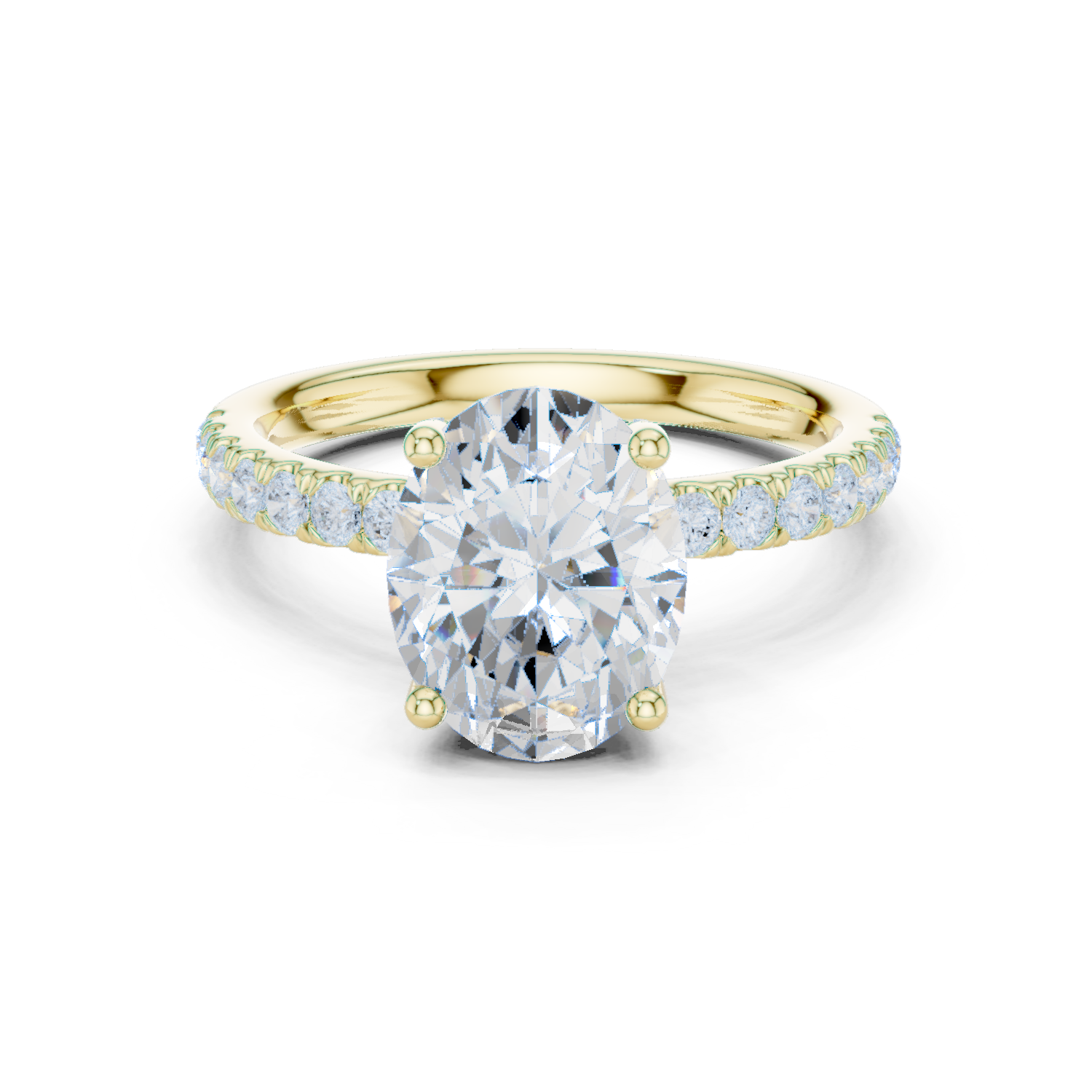 Gold Ring DDLR-161, Oval center stone, Yellow Gold
