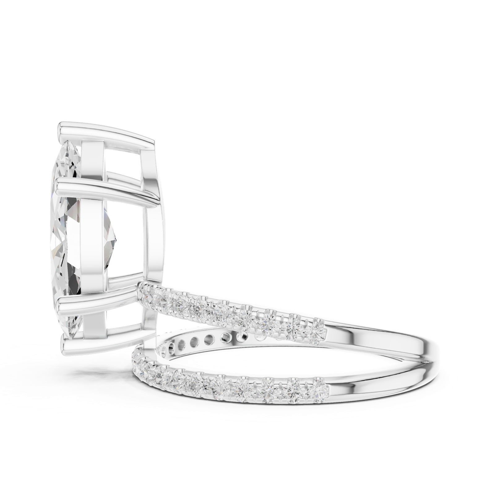 Gold Jewelry L35-39, Marquise center stone, White Gold, view 3