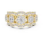 14K Solid Gold Lab Diamond Three-Stone Ring, Yellow Gold