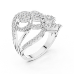 14K Solid Gold Lab Diamond Cluster Ring, White Gold, view 2