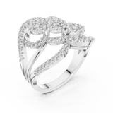 14K Solid Gold Lab Diamond Cluster Ring, White Gold, view 2