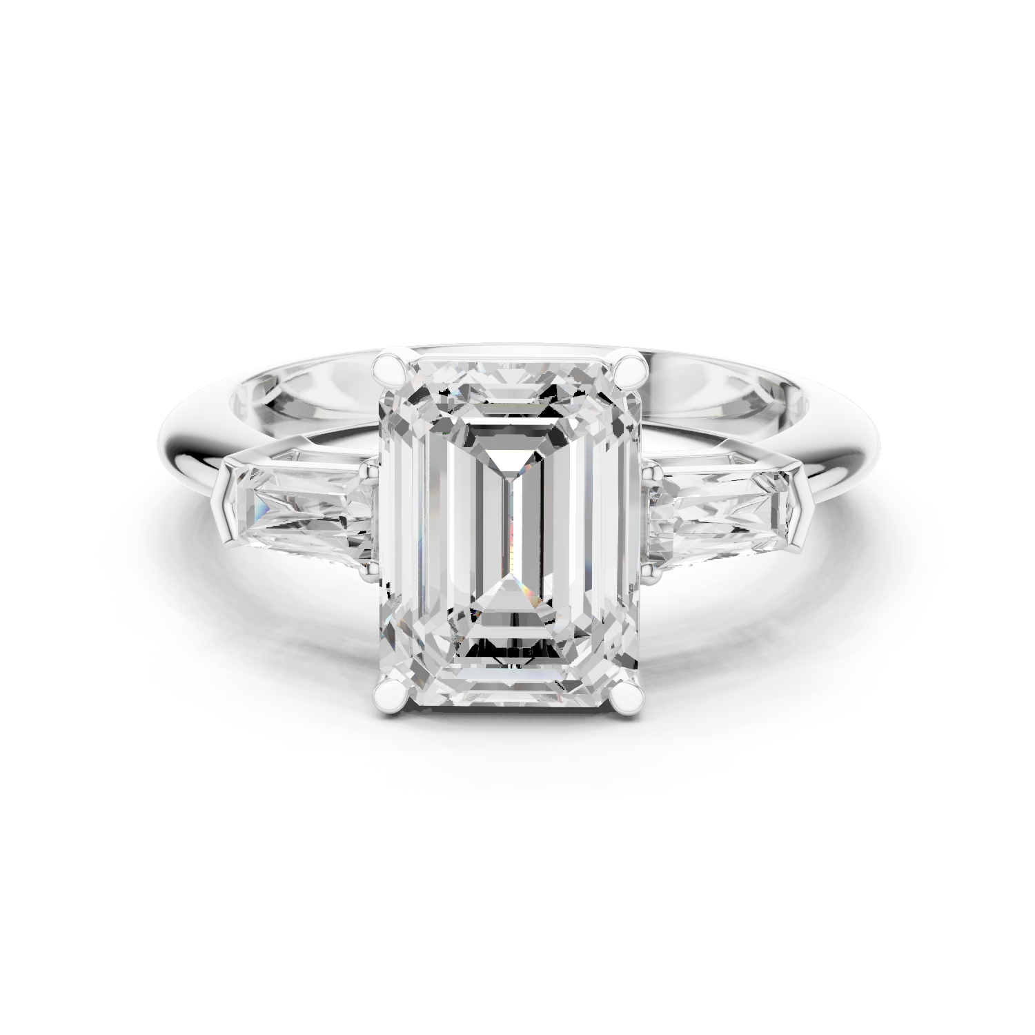 Gold Jewelry, Emerald center stone, White Gold