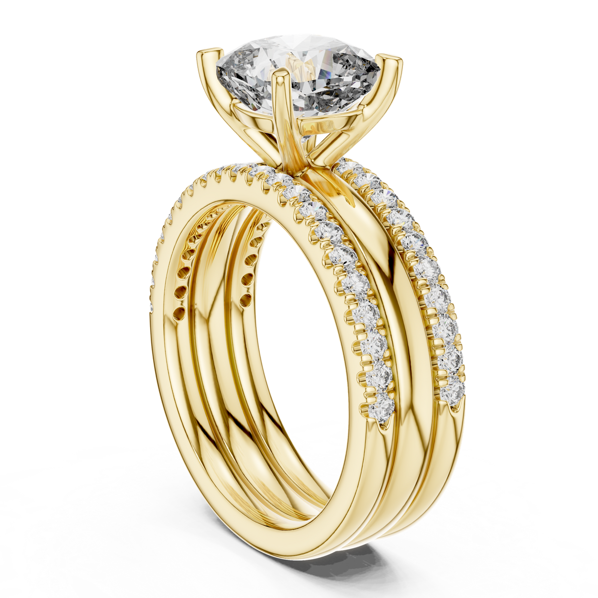 14K Solid Gold Lab Diamond Solitaire Ring, Yellow Gold, view 1