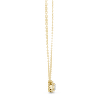 14K Solid Gold Lab Diamond Halo Pendant Necklace, Yellow Gold, view 3