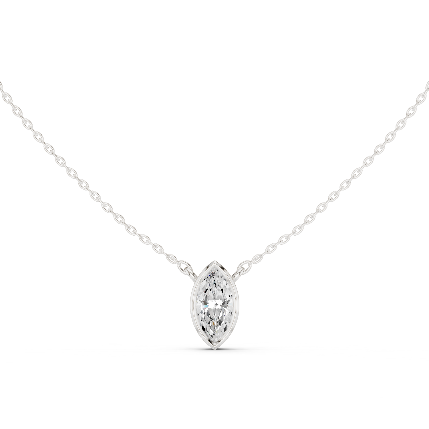Gold Jewelry DDPS-001, Marquise center stone, White Gold