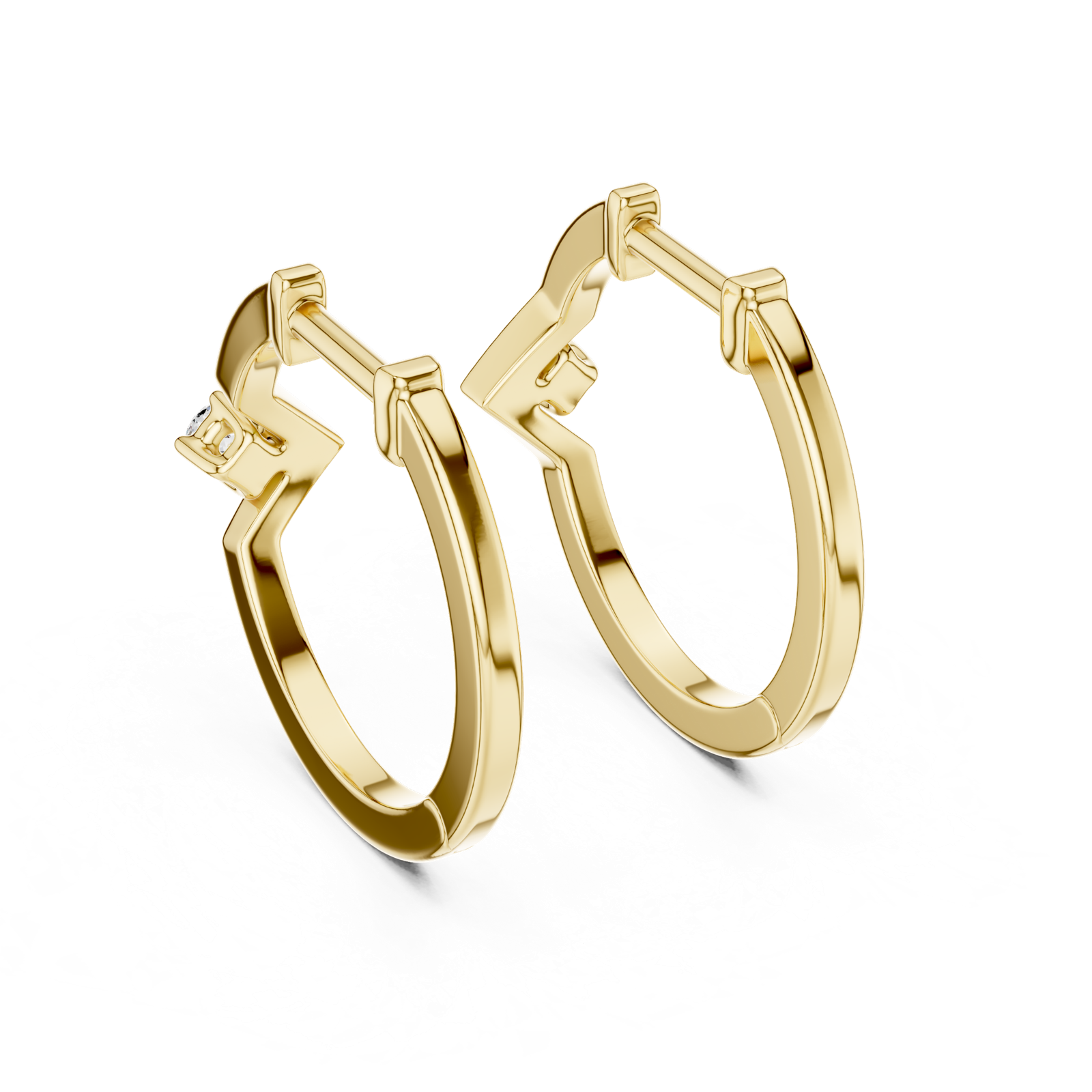 Gold Earrings L02-316, Yellow Gold, view 3